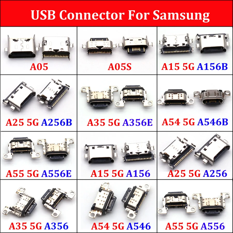 10pcs For Samsung A05 A05S A15 A25 A35 A54 A55 5G A156 A556 A356 USB Charging Port Main Mainboard Flex Connector Charger Board