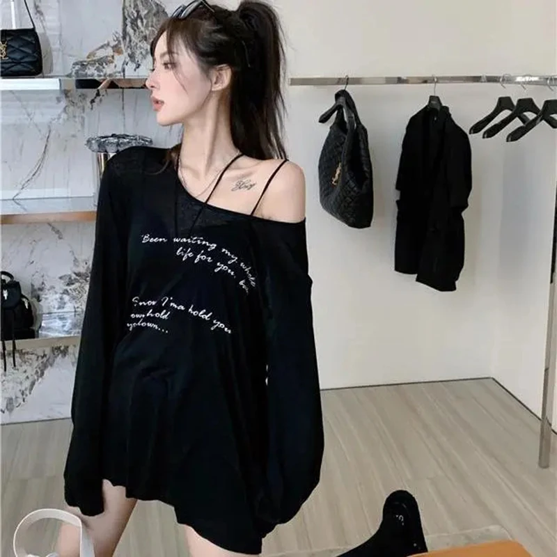 Mexzt Y 2K Print Zonwerende Blouses Vrouwen Oversized Mesh Off Shoulder Zonnebrandcrème Shirts Streetwear Koreaanse Zonwering Tops Nieuw