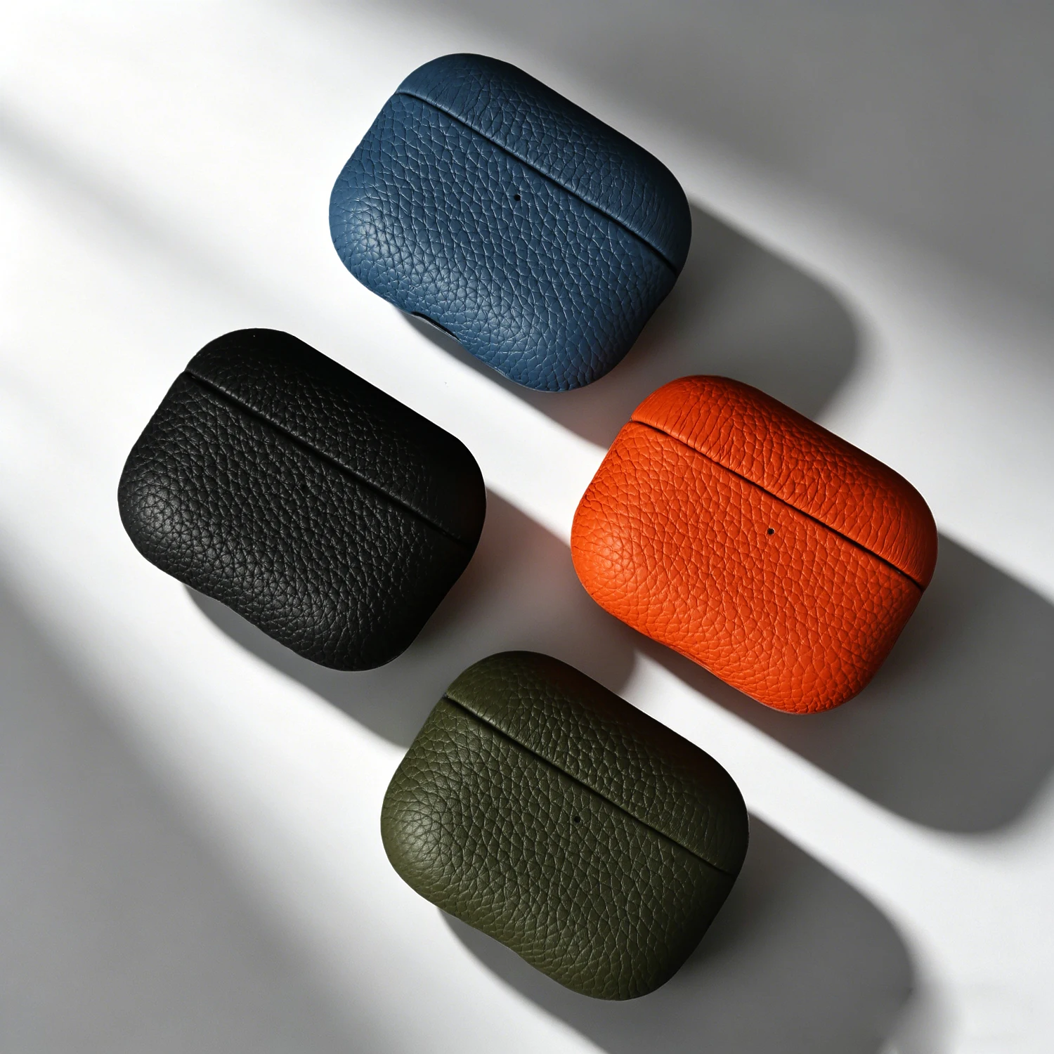 Headphone Case Hard - Casing Earphone Kulit Asli Lychee Untuk