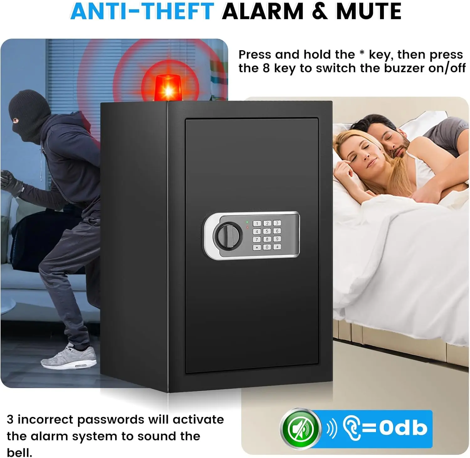 2.6 Cuft Safe Box, Steel Home Security Safe with Fireproof Waterproof Money Bag, Anti-Theft Safes for Home with Programmable Key