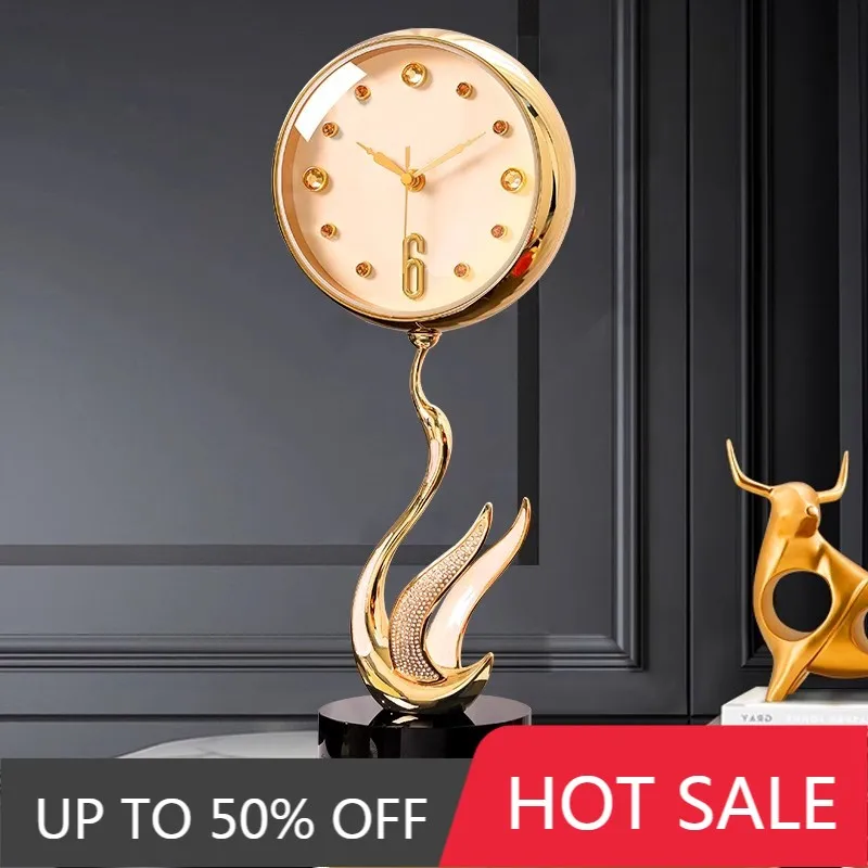 European Style Restaurant Desktop Desk Clock Living Room Decoration Desktop Gadget Watch Nightstand Alarm Clock Mute Clock