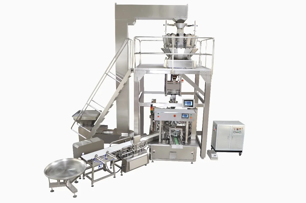 Automatic Multi Head Scale for Granule Packing 50 500g Pre Made Bag Wolfberry Beans Seeds Gummy Food Packer Custom