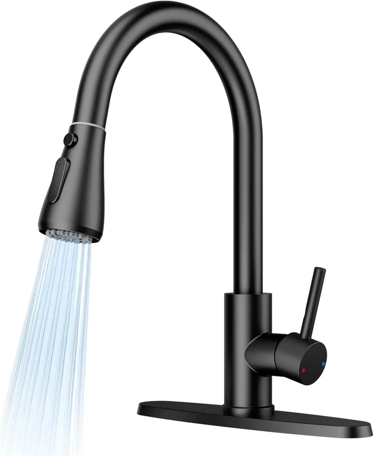 

High Arc Single Handle Kitchen Sink Faucet with Pull Down Sprayer, Brushed Nickel or Matte Black Finish for Farmhouse and RV Use