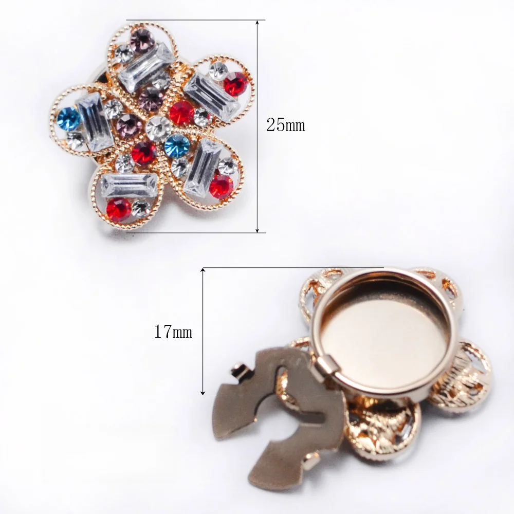 Full Diamond Flower Brooch Ladies' Temperament Shirt Dress Sleeve Petal Button Cover Retro Elegant Fashion Cufflinks Accessories