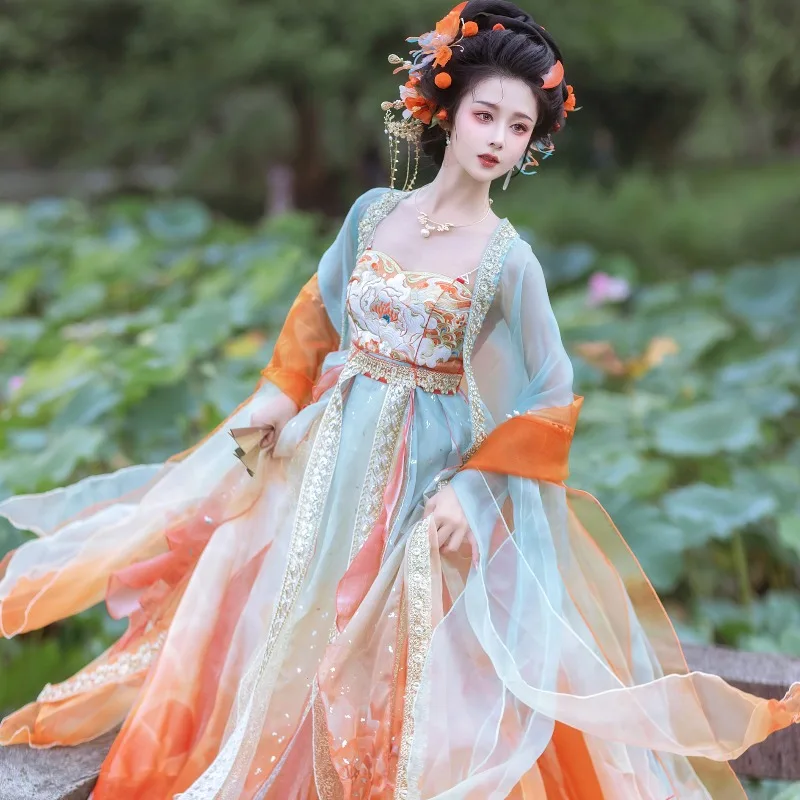 Traditional Chinese Hanfu Clothing Ancient Tang Suit Hanfu Dress Female Tang Dynasty Princess Halloween Cosplay Party Outfit