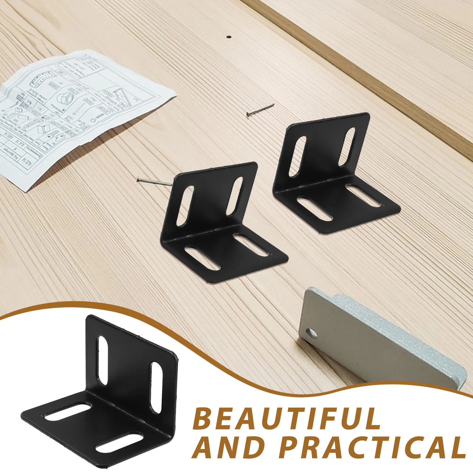 Staffe a L in ferro resistente da 10 pezzi per mobili in legno, staffe angolari, appello estetico, staffe di lunga durata