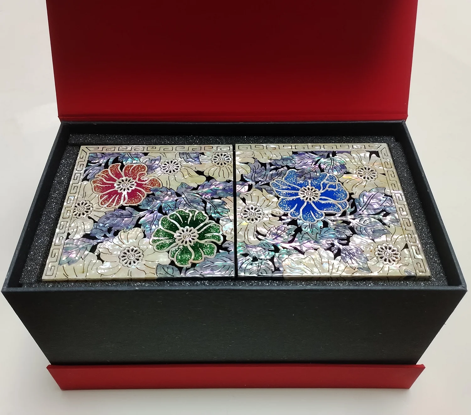 YAO Mother of Pearl Travel Lacquer Wood Drawer Jewelry Ring Earrings Chest Box Case Sea Shell Inlaid Wooden Cube Jewelry Organiz