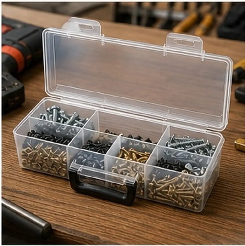 Transparent Portable Parts Organizer Case 30x9.7x8.6cm Large Capacity Hardware Toolbox for Nuts Bolts Screws Fasteners Small