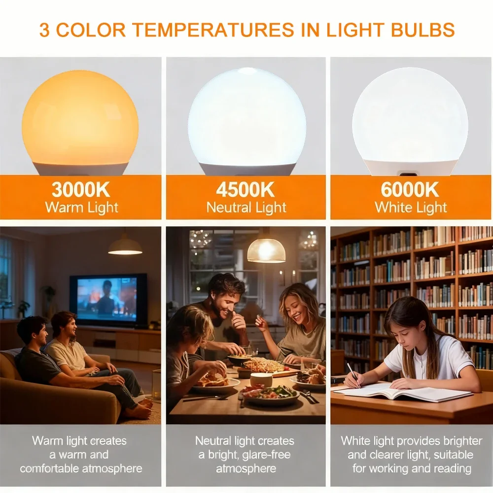 E27 اللاسلكية RGB/CW ستبليس يعتم USB لمبة الضوء القابلة لإعادة الشحن مع جهاز التحكم عن بعد بطارية تعمل بالطاقة ضوء لمبة عكس الضوء/المؤقت #3