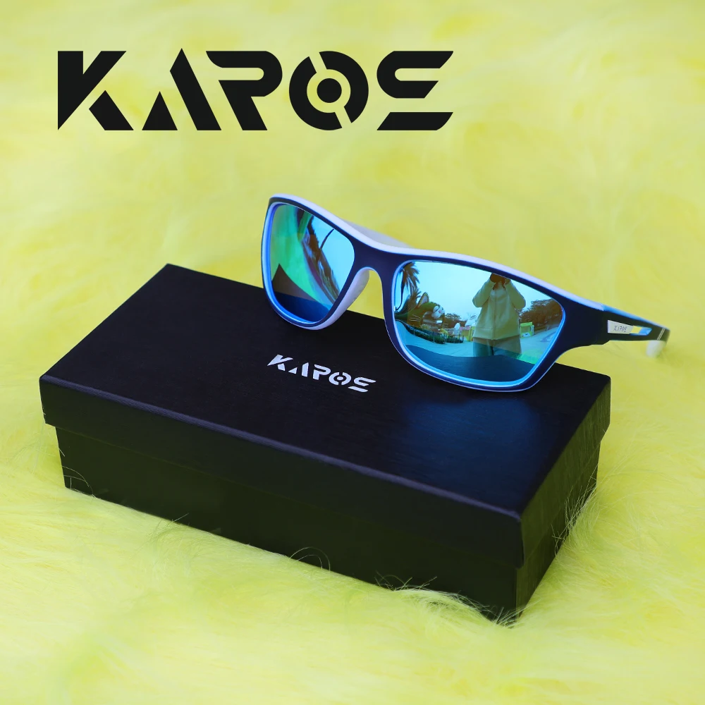 

KAROS Outdoor Sports Polarized Sunglasses Men Curve Cutting Frame UV400 Lens Shield Sun Glasses Women Fashion Shades With Box