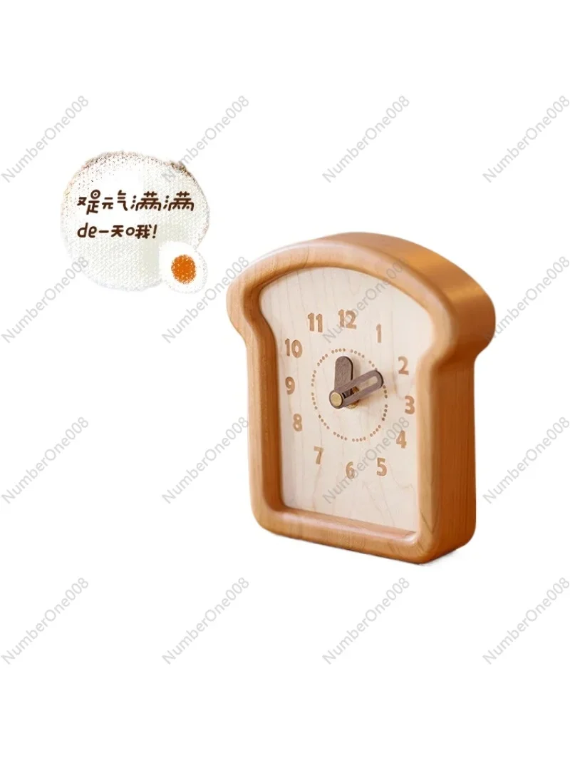 Toast Clock/solid Wood Bread Wall Clock Ornament Cute Creative Cherry Wood Black Walnut Log Wind Wall Decoration