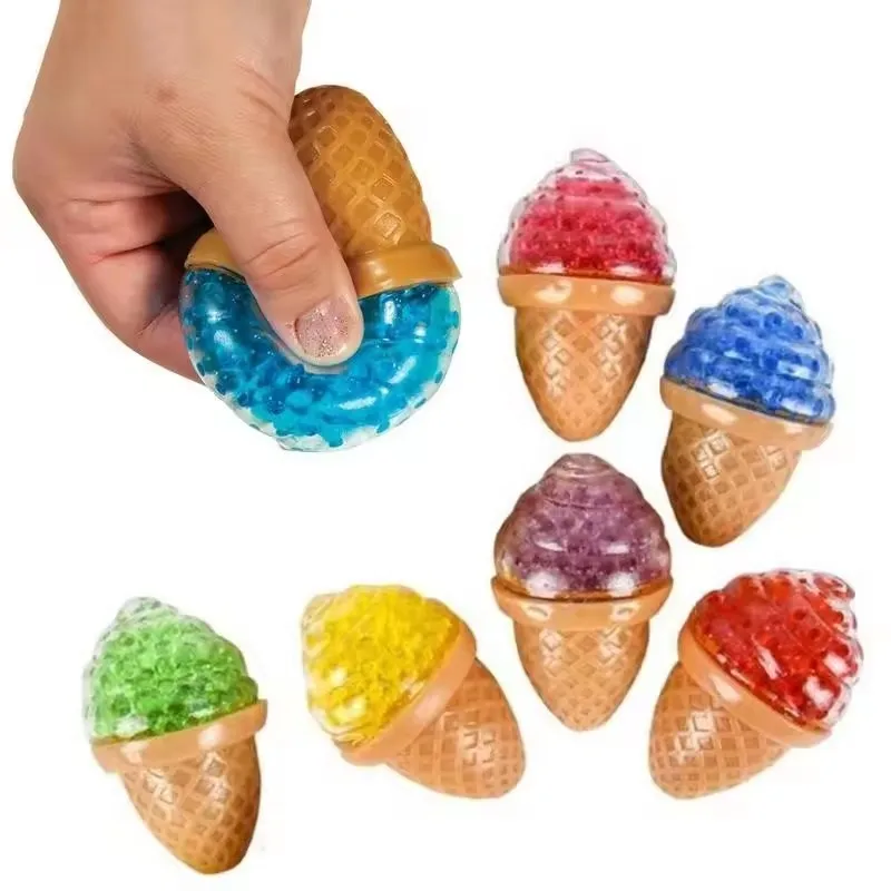 Ice Cream Stress Ball Water Feeling Squishy Vent Toys Water Beads Squeeze Fidget Toy Anxiety Stress Relief Toy Sensory Squish