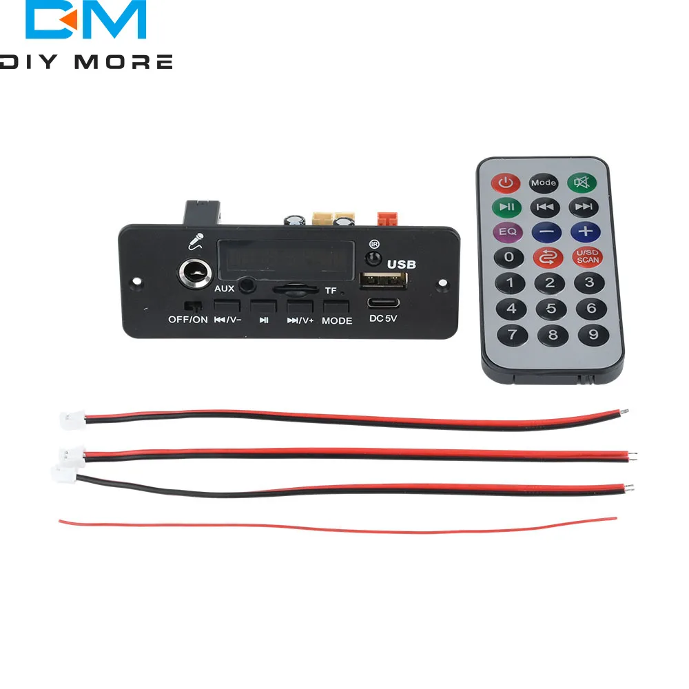 5W + 5W Digitalverstärker MP3-Decoderplatine DC 5V Bluetooth 5.0 FM-Unterstützung Mikrofon Auto MP3-Player mit Fernbedienung