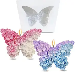 3D Flower Butterfly Silicone Molds Epoxy Resin Molds Floral Butterfly Candle Molds for Candle Making Silicone Mold for DIY