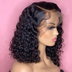 Perruque Bob Lace Front Wig Remy Brésilienne Bouclée 100% Naturelle, Cheveux Humains, 13x4, 12-14 Pouces, Densité 200%, pour Femme