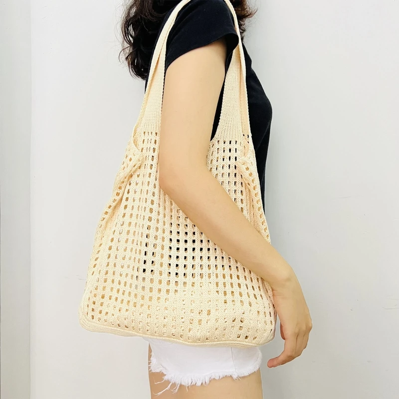 Knitted Tote Bag Handbags Casual Shopping Bags For Women Shoulder Bag E74B