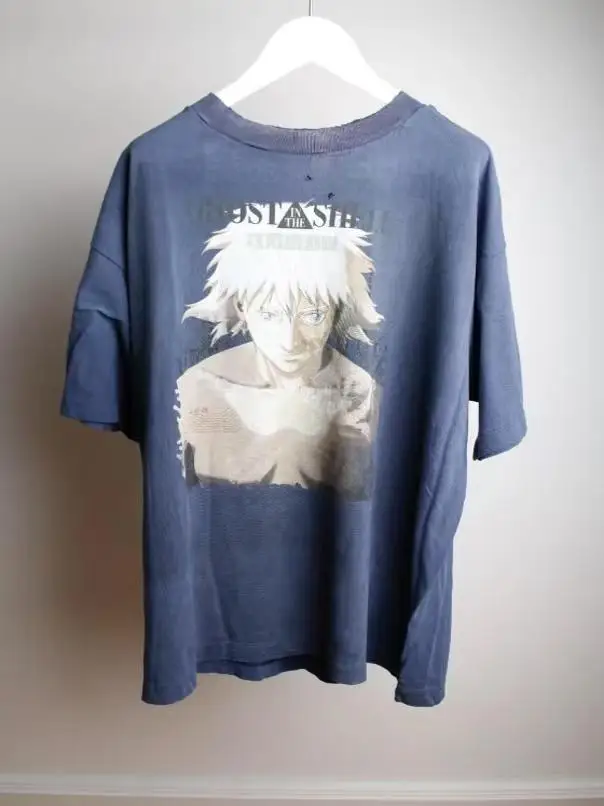 

Футболка Waed ort Sve 25SS "Призрак в желте" Аниме Collab ex Модный свободный крой круглый Ne Youthful Sle