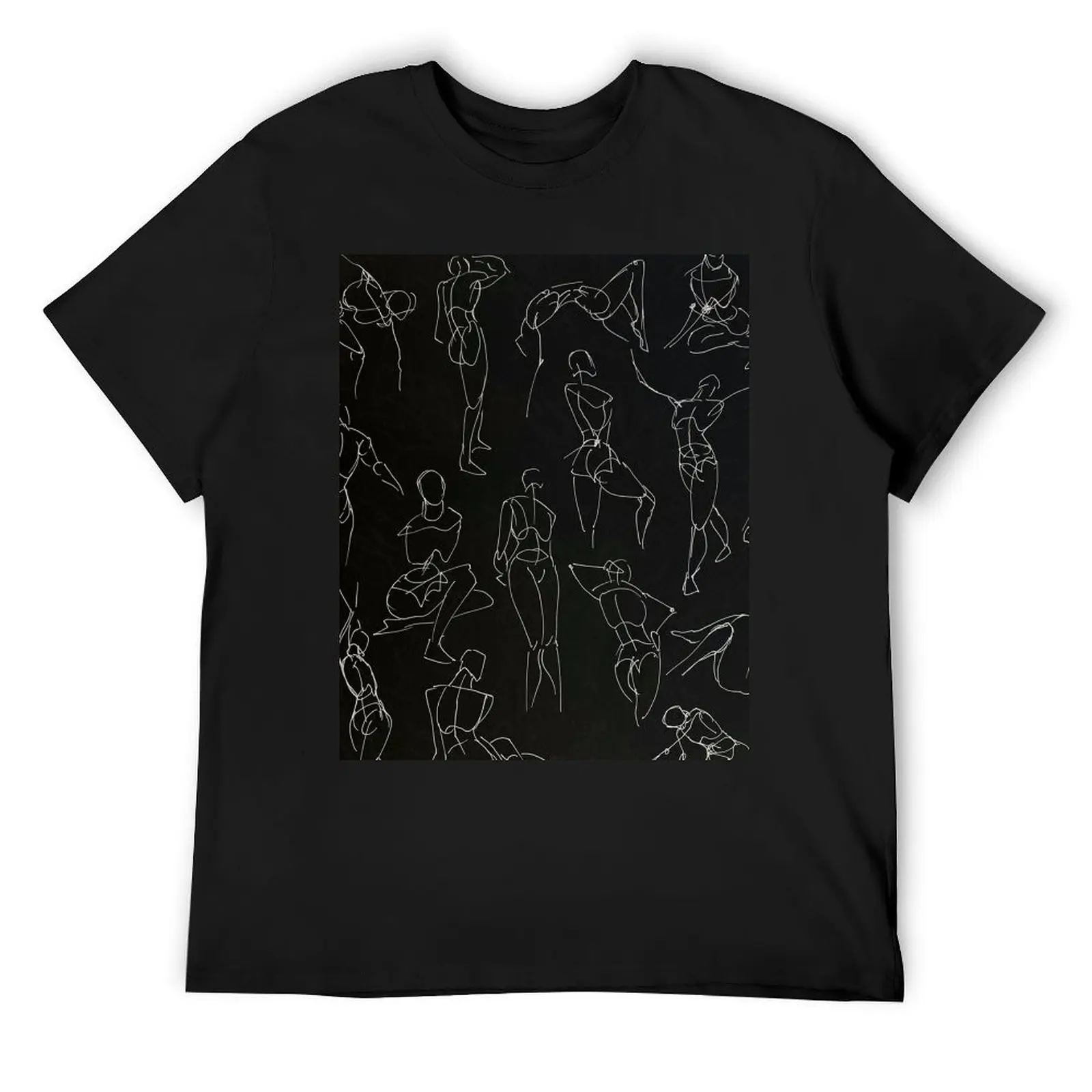 Black and White Movement Study Sketch Pattern T-Shirt hippie clothes graphic shirts anime tshirt plain black t shirts men