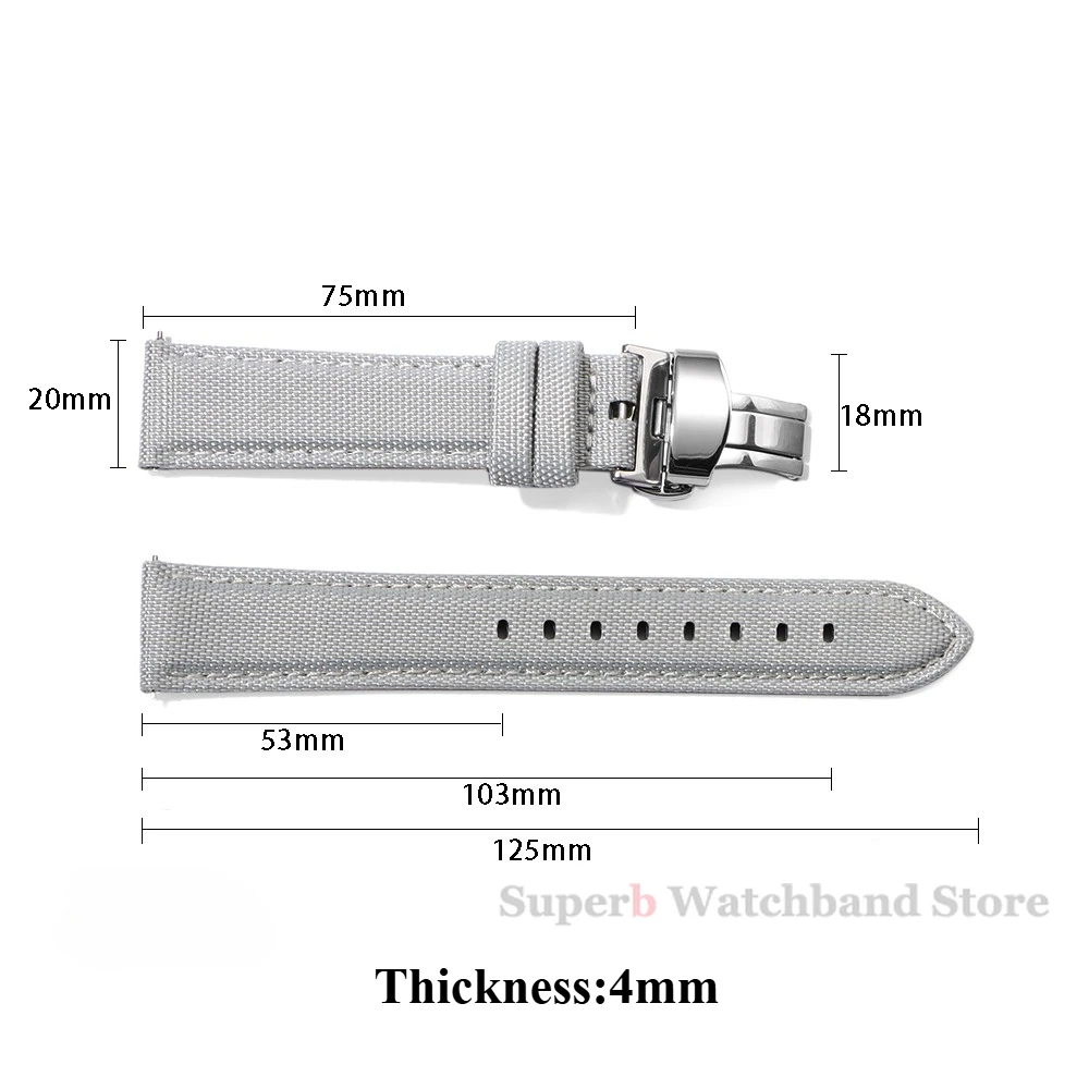 20mm 22mm Sailcloth Watch Strap for Omega for Seiko Nylon Watchband Quick Release Waterproof Sport Band Butterfly Buckle