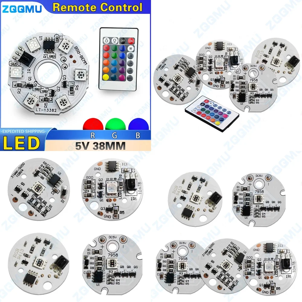 LED RGB Light Panel 5V DC Colorful Gradient Lamp Module 38mm Remote Control DIY Wood Lamp Stage Lighting Kit for Home Decor