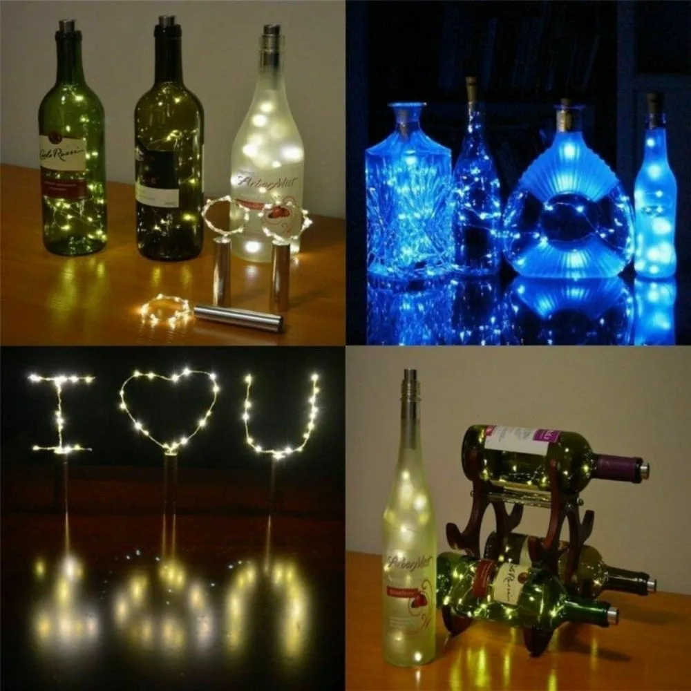 1.5/2M LED Cork Shaped Bottle Lights Wine Bottle Starry String Light for Festival Wedding Xmas Party Decor Fairy Night Lights