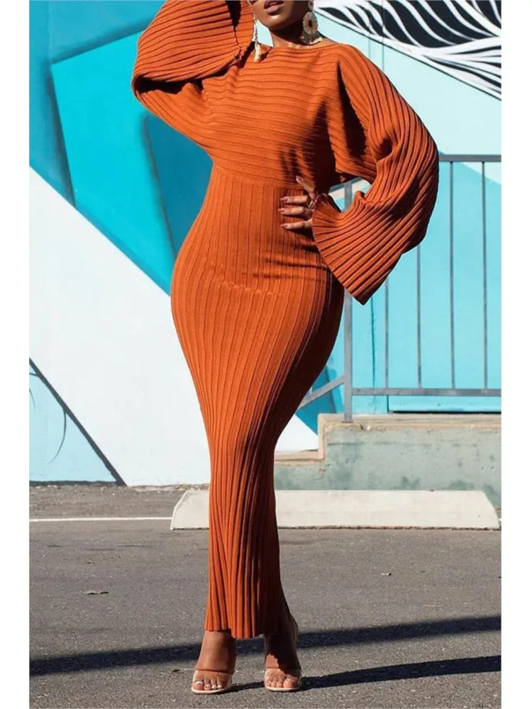 Mulheres sólida malha pit manga longa slash neck camisola bodycon vestido outono inverno streetwear sexy festa vestidos longos