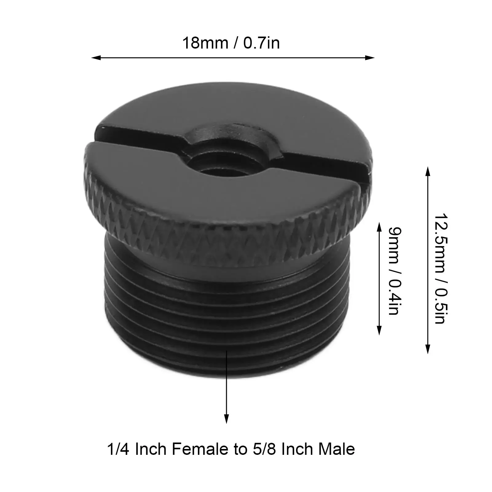 Adaptador de rosca de parafuso de microfone de alumínio macho 1/4 fêmea 5/8 - conector de liga durável