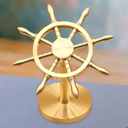 Ship Steering Wheel Sculpture Nautical Rudder Figurine Miniature Figurines for Tearoom Bookshelf Desktop Coffee Table Office