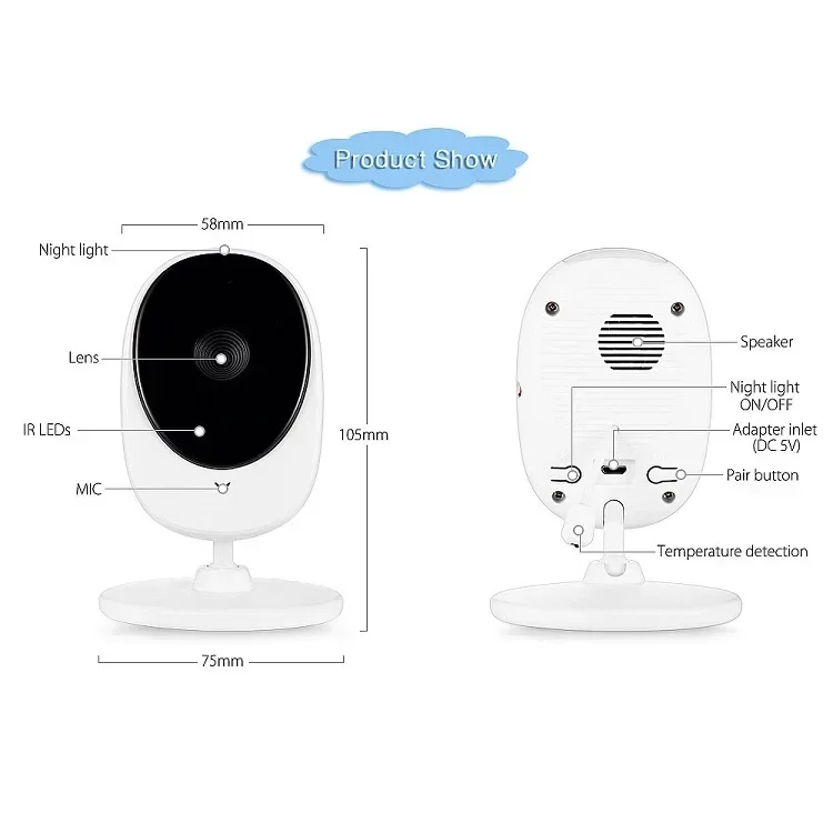 Baby Monitor With Camera 2.4 inch LCD Electronic Babysitter 2 Way Audio Talk Night Vision Video Nanny Radio Surveillance Camera