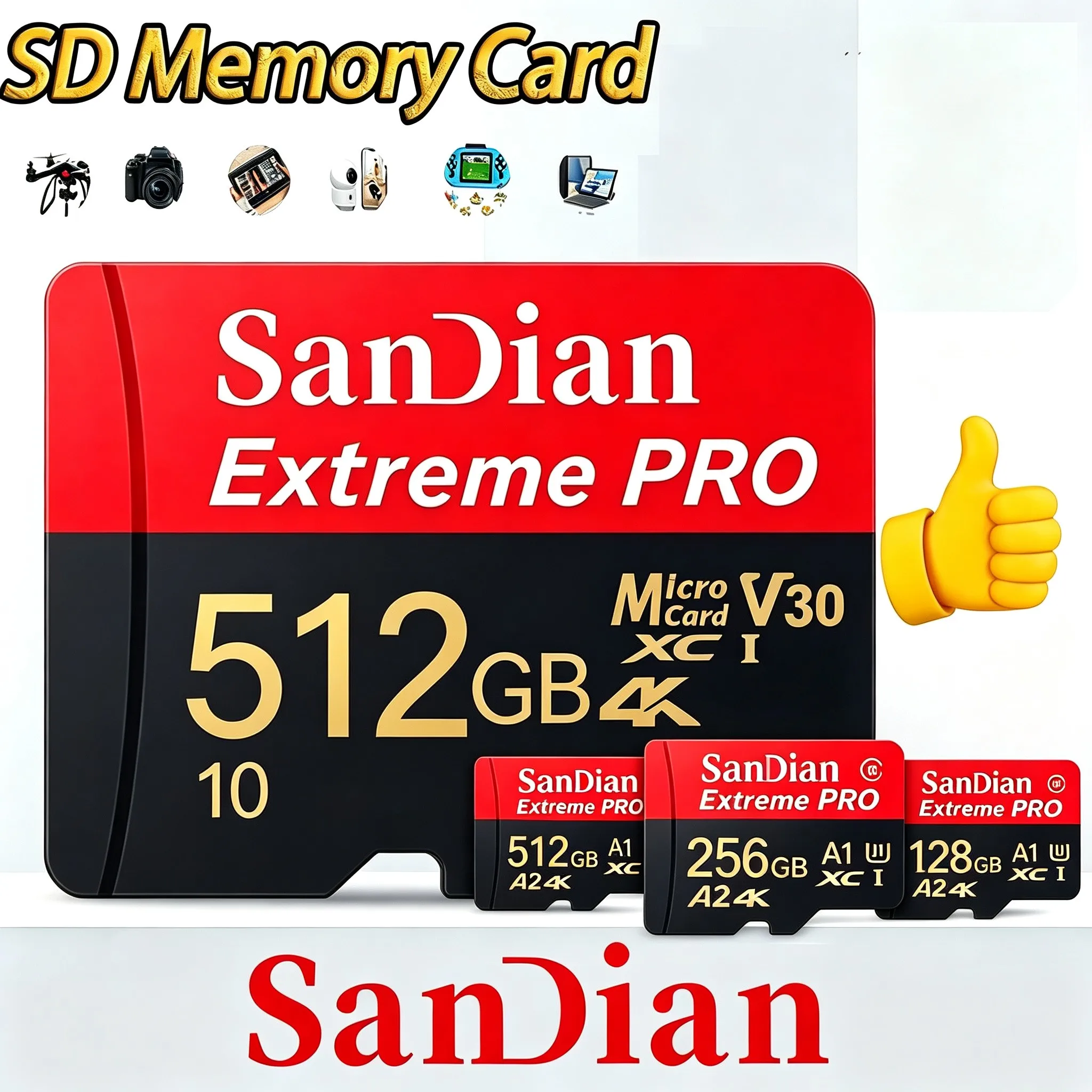 Memory Card 512GB 128GB 32GB SD Cards TF Cards Micro TF SD Card 4K A1 V60 8K for Laptop/Speaker/Router/Recorder/Car Camera
