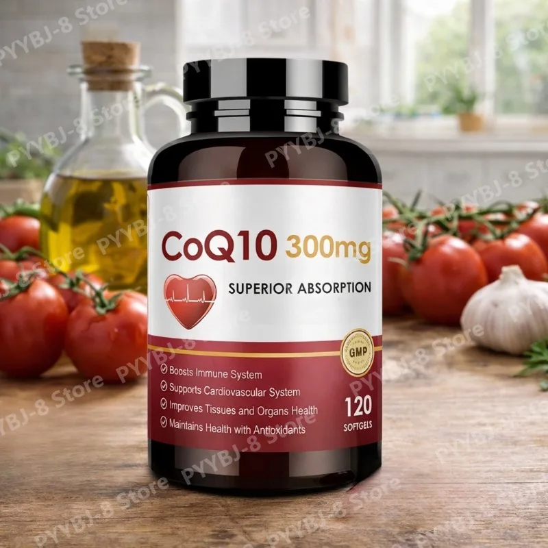 

CoQ10 Softgel 300mg Contain Omega-3 and Black Pepper Extract Support Heart Health & Energy Production High-Absorption 120 Count