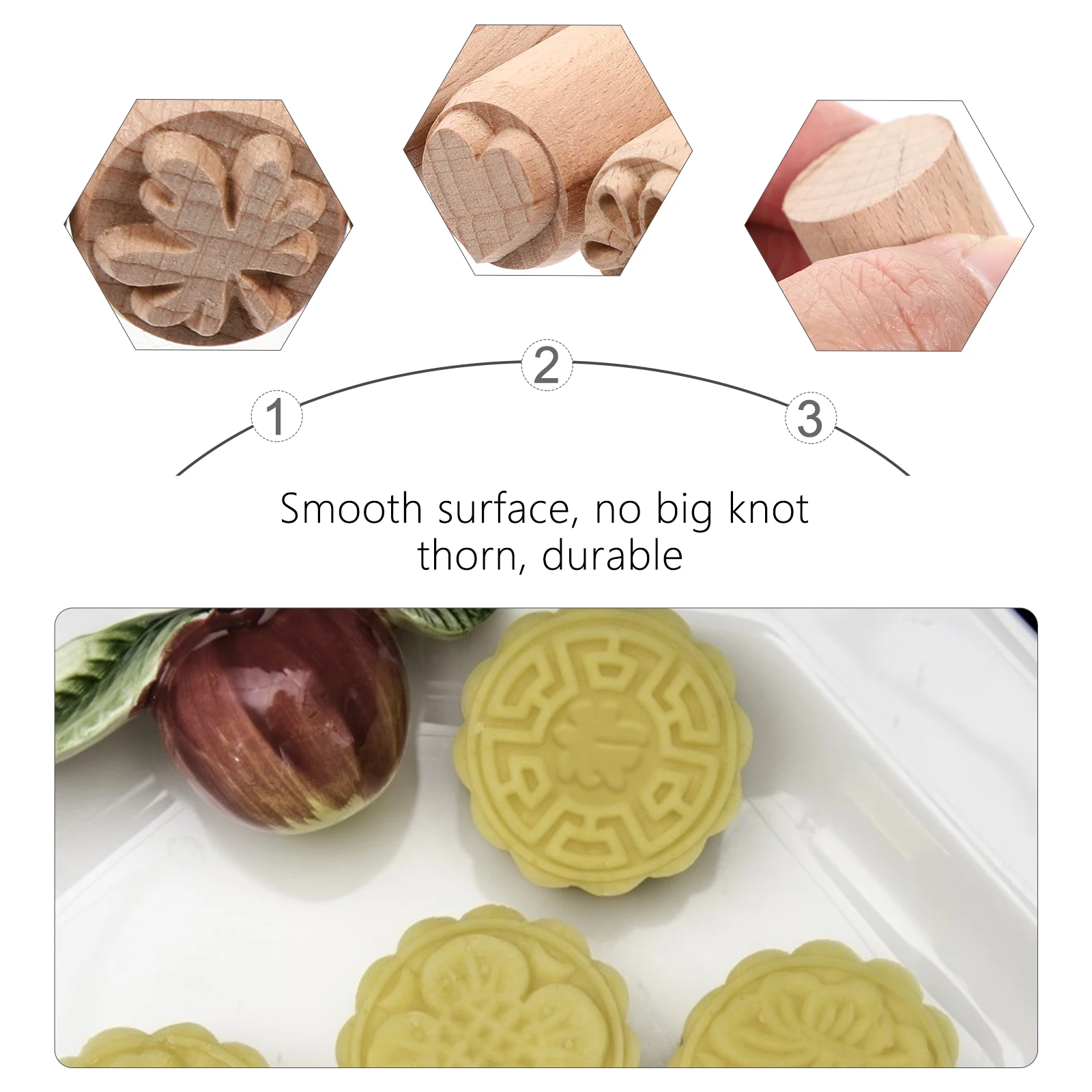 

7pcs 2cm Wooden Stamps Craft Tools Clay Stamp Set for Pottery DIY Decor Lightweight Portable Smooth Surface Durable Wooden Clay