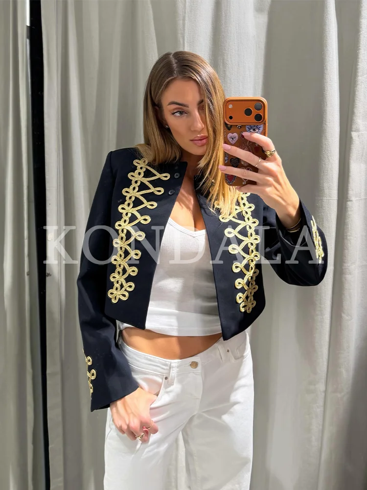 KONDALA Damen Schicker Vintage-Blazer, Eleganter Kurzblazer mit Knotendetail, Trendiger Blazer für Dating und Dinner, Frühherbst 2026 – Detail 2