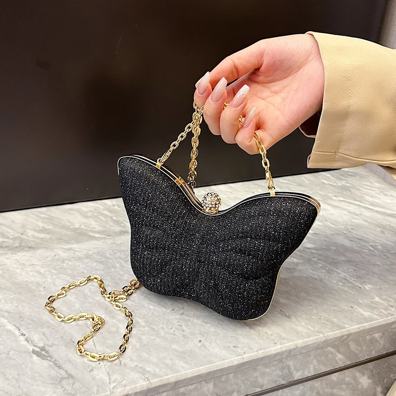 Cute Butterfly Small PVC Shoulder Crossbody Bags for Women 2023 Hit Luxury Party Evening Handbags and Purses Female Clutch