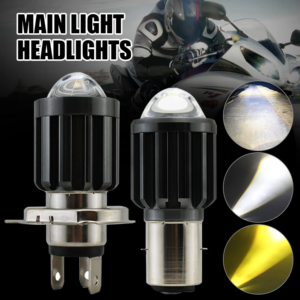 1pc H4 BA20D LED Motorcycle Headlight Bulbs CSP 10000Lm White Yellow Hi Lo Beam Fog Lamp Waterproof Motorbike Scooter Lamp