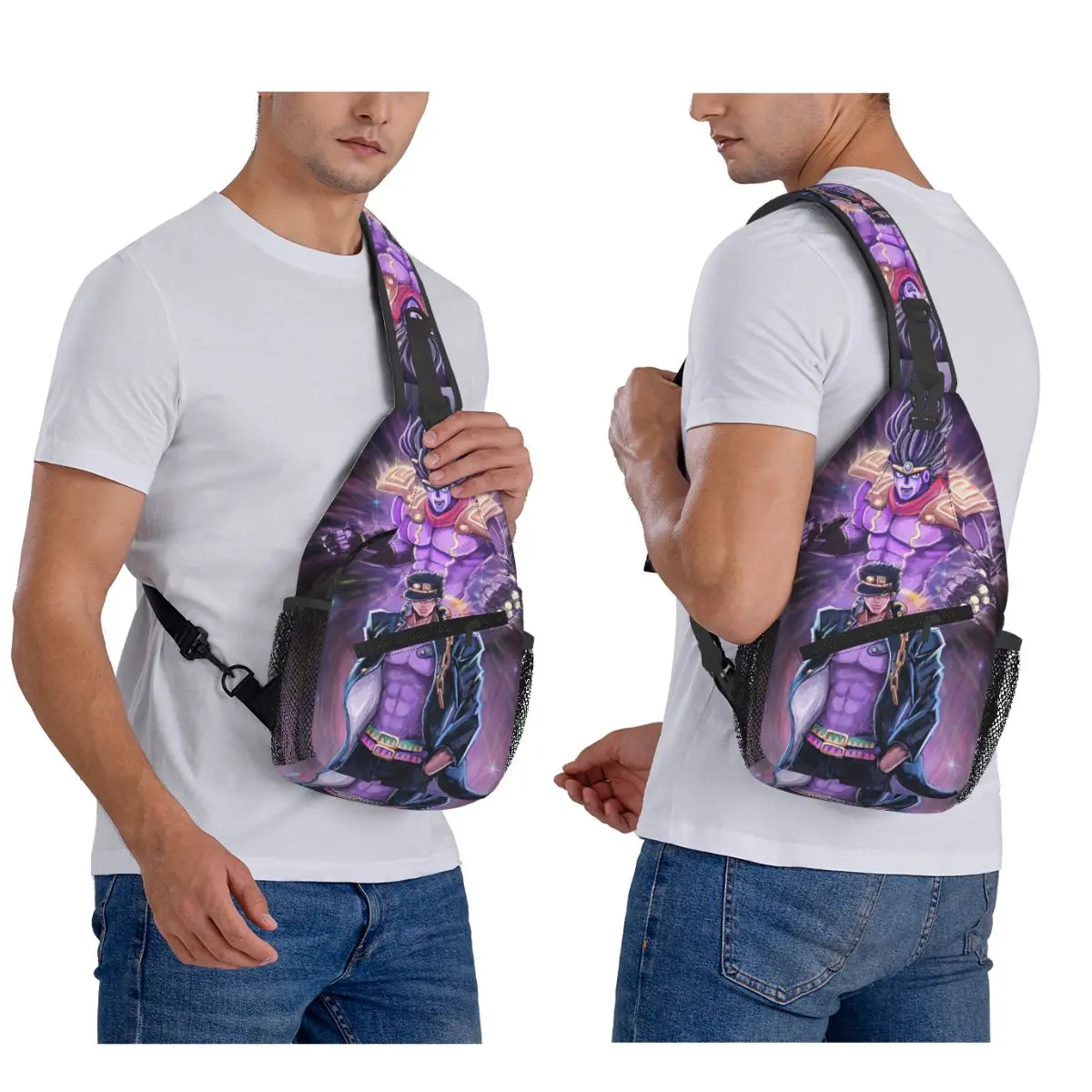 jotaro-kujo-japao-anime-jojo's-bizarre-adventure-saco-de-peito-masculino-estilingue-crossbody-mochila-saco-de-peito-caminhadas-mochila-bolsa-de-ombro