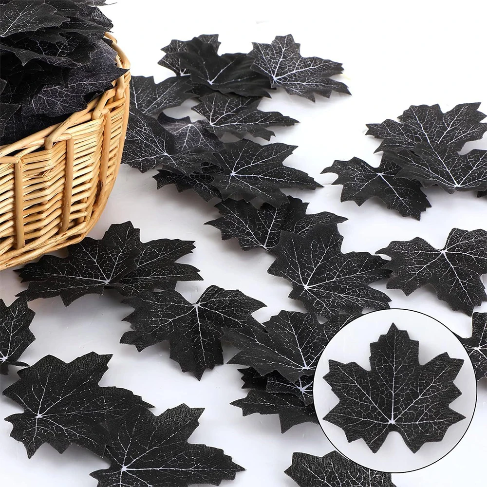 8cm/10cm künstliche Ahornblätter Herbst Wandbehang schwarze Pflanzen gefälschte Ahornblätter Seide für zu Hause Halloween Thanksgiving Dekor