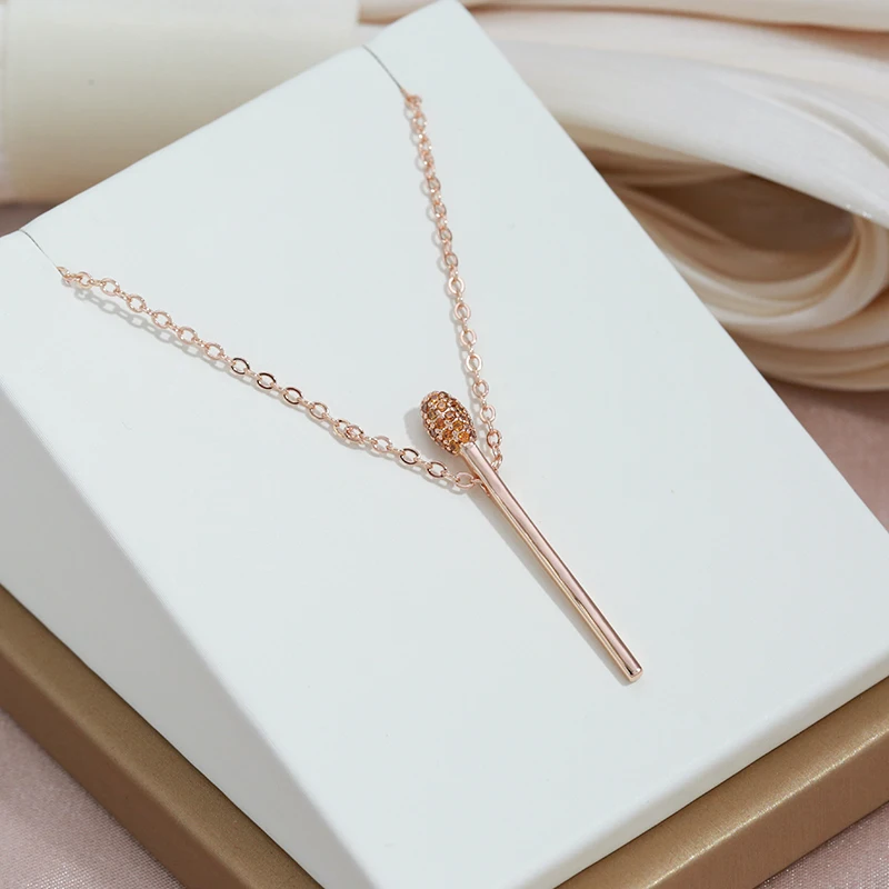 SYOUJYO 585 Gold Color Matchstick Necklaces For Women Natural Zircon Full Paved Luxury Party Jewelry Gift