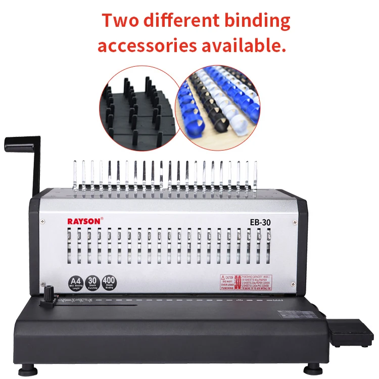 Customizable Factory RAYSON EB-30 Electric Comb Binder Office A3A4 Punch 30 Sheets Paper Puncher Punching Binding Machine