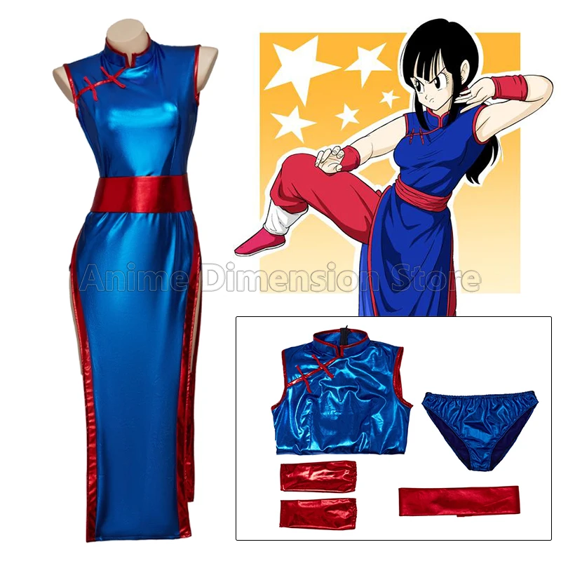 

Chichi Cosplay Costumes Blue Cheongsam Anime Role Play Halloween Carnival Party Outfit For Women