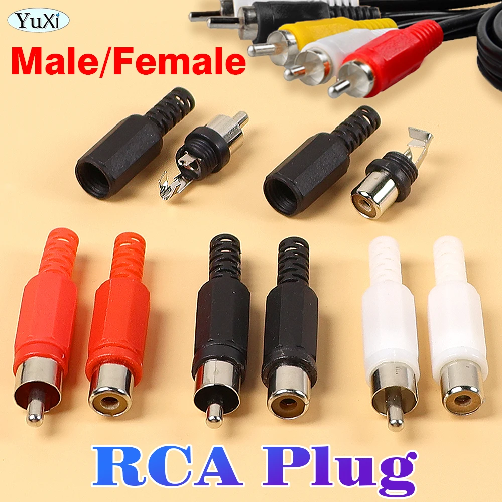 1-100Pcs RCA AV Male Plug Female Socket Lotus Plug Connector RCA Welding Adapter for AV Audio Video Speaker Plastic Lotus DIY Pa