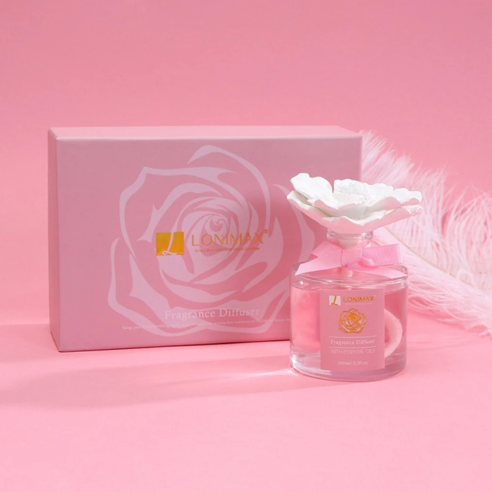 Pink Reed Diffuser Set, Gypsum Flower 6.76 fl oz (200 ml), Home Diffuser for Bathroom Living Room Decor, Romantic Present