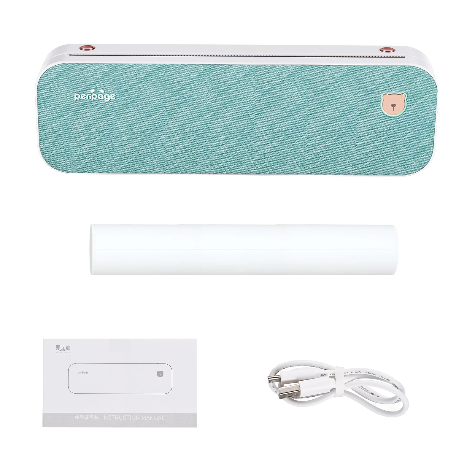 Printer Direct Thermal Transfer Wireless Printer Mobile 210mm Mini Mobile Photo Printer BT Connection with 1 Roll Thermal Paper