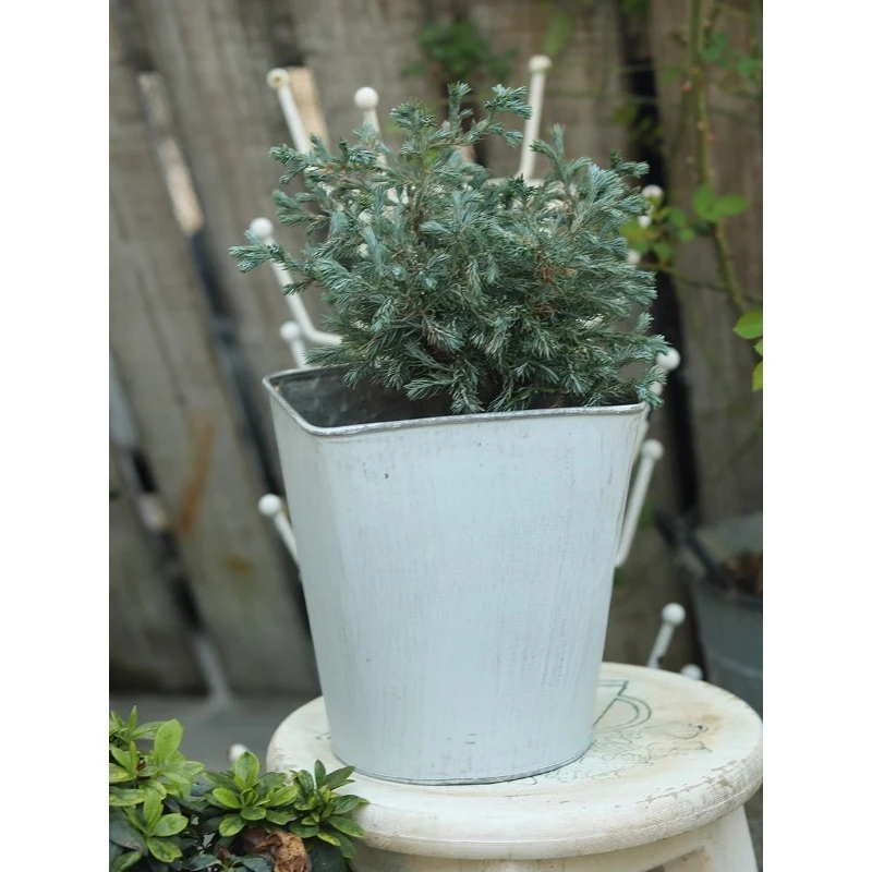 American retro wrought iron succulent flower pot balcony garden decoration antique old plant pot iron pot courtyard ornament