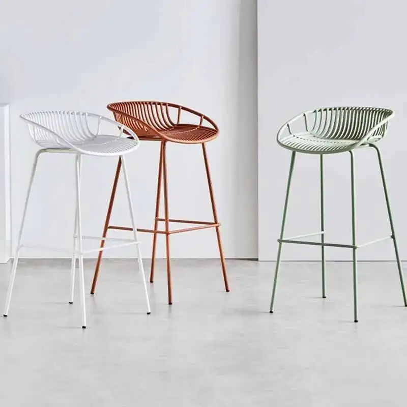 

Living Room Modern Minimalist Office Nordic High Bar Chair Dining Metal Outdoor Gaming Chair Camping Sedie Furniture Bar XY50BC