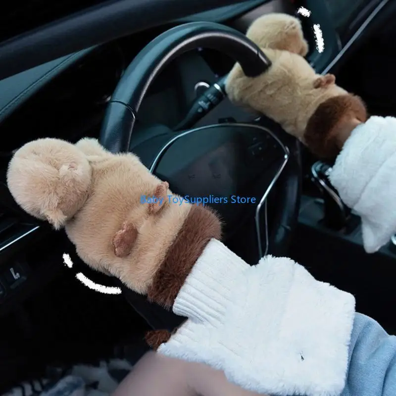 

R1WF Winter Mittens Teens Cartoon Plush Gloves Thickened Thermal Gloves Windproof