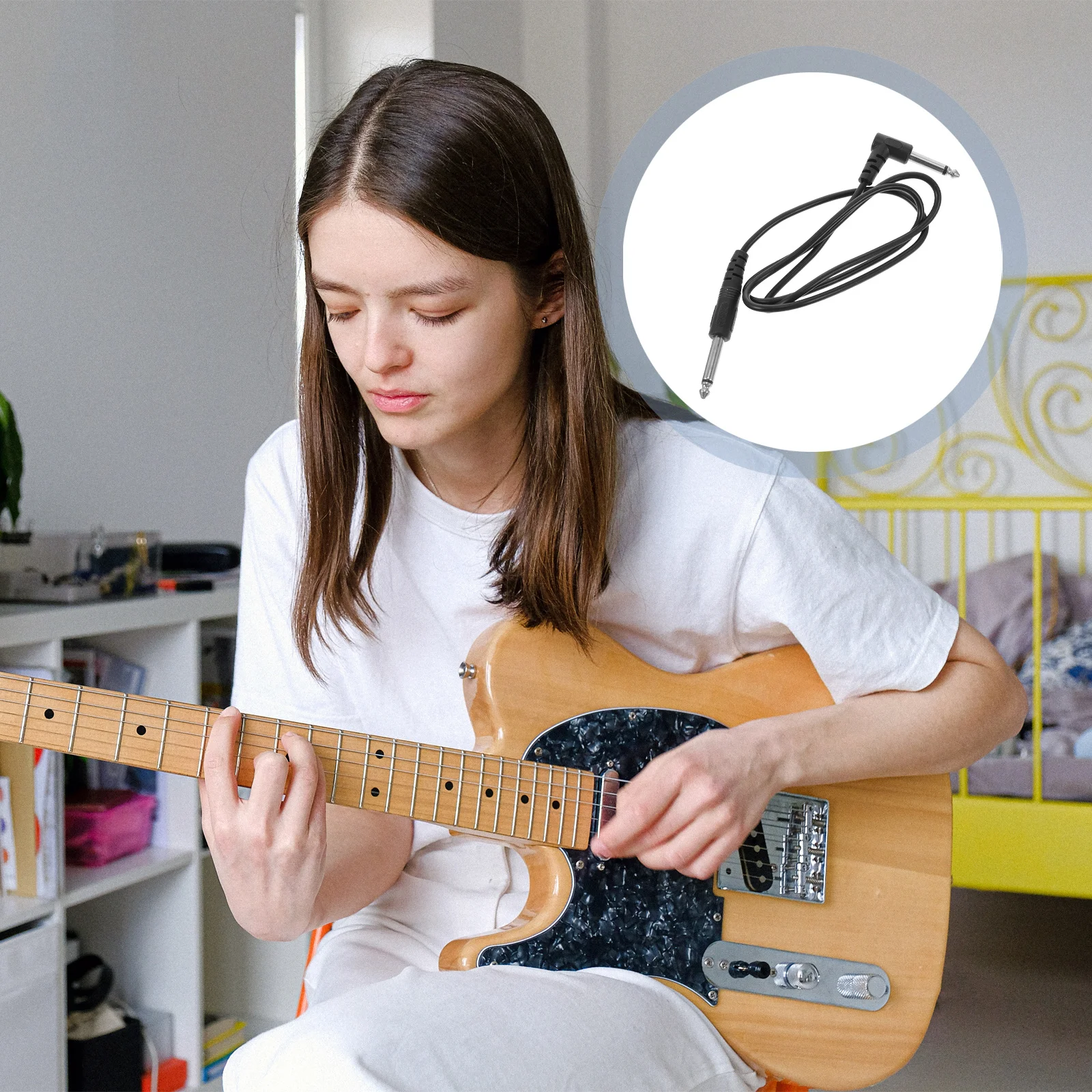 

3pcs Guitar Cable 6.35Mm Electric Guitar Audio Cable Wire Wear-Resistant Speaker Instrument Adapter Cord