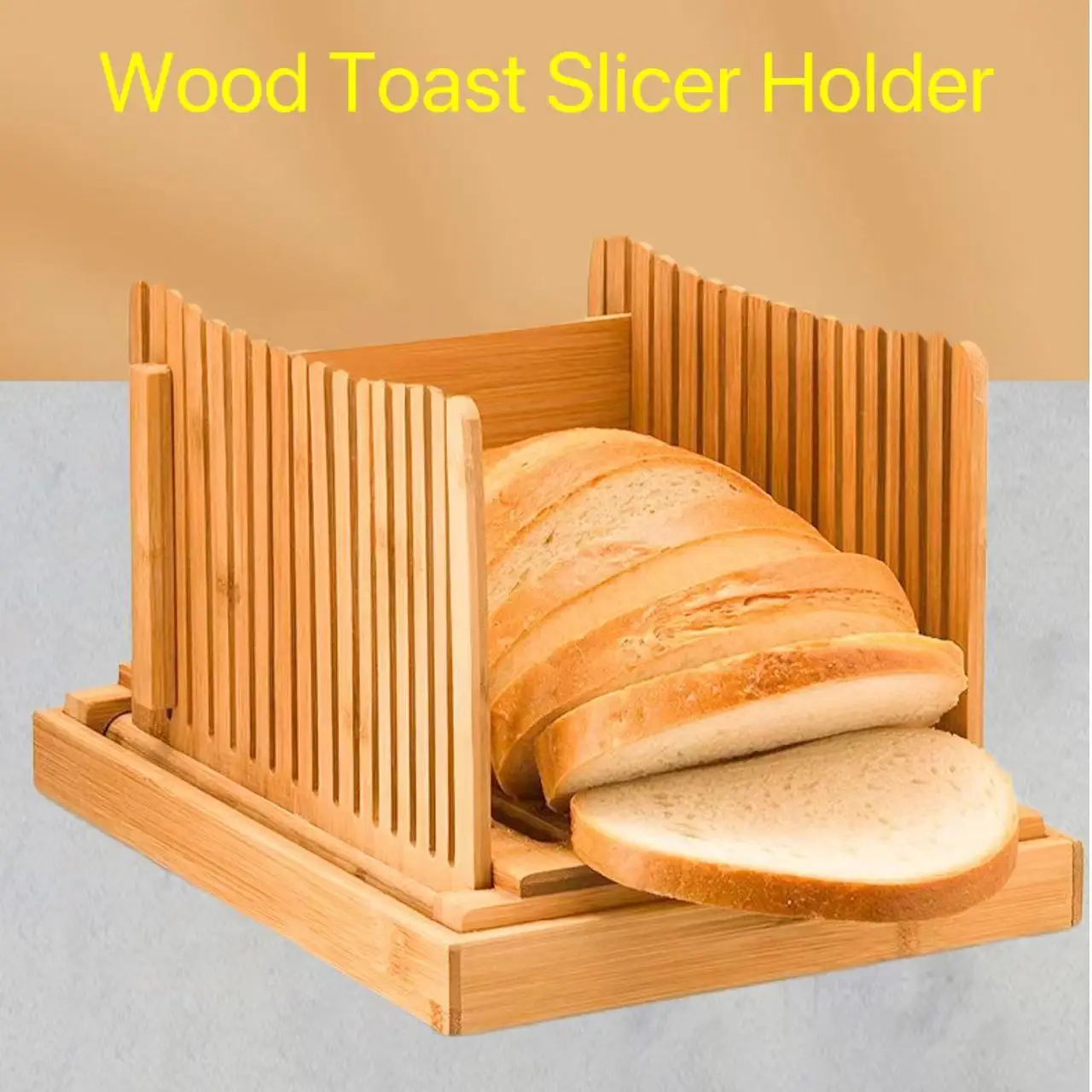 

Natural Bamboo Bread Slicer Toast Cutting Tray Dessert Shop Home Backing Tool Foldable Portable Baguette Bagel Cut HolderKitchen