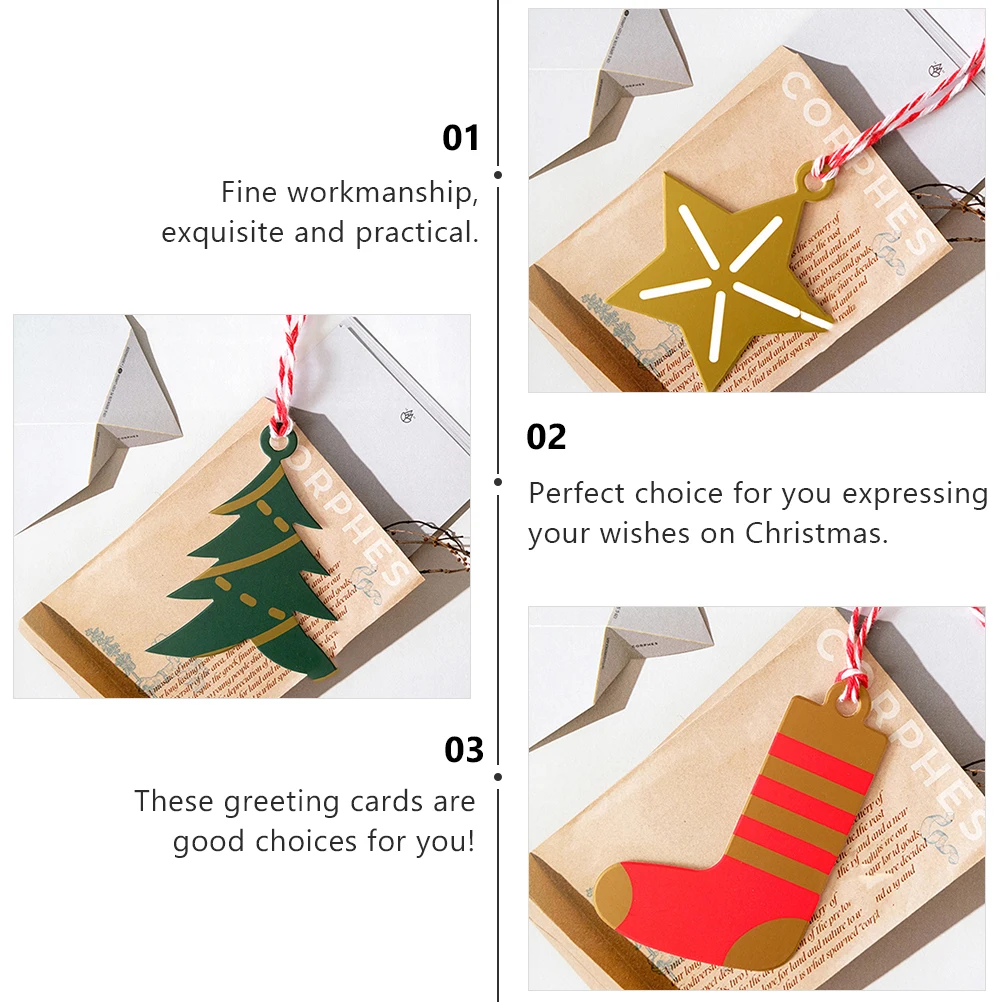 

60Pcs Xmas Greeting Cards Durable Paper Tags for Christmas Tree Decoration Gift Message Cards Hanging Tags Xmas Blessing Card