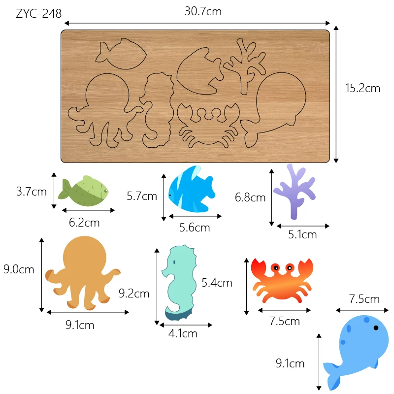 ZYC-248 underwater world wooden cutting mold suitable for die-cutting machines